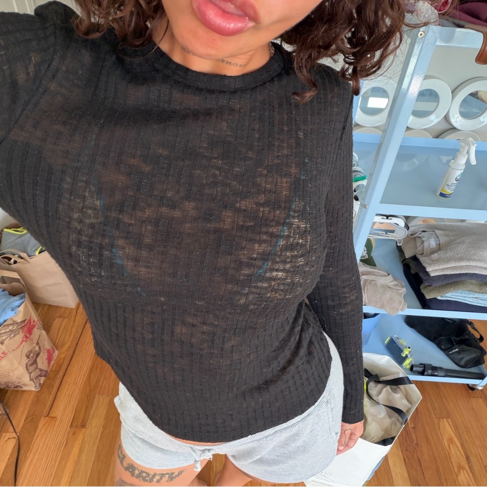 Free people, black mesh intimate top